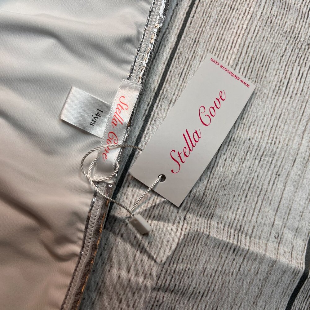 Stella Cove NWT Girls Metallic Silver Ruffle Two Piece Bikini Swimsuit Size 14Y - Picture 6 of 7